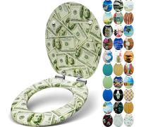 Sanfino® Premium Abattant WC en bois avec frein de chute, qualité supérieure, nombreux motifs colorés, confortable, installation facile, notice de montage incluse - "Dollar ́s"