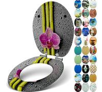 Sanfino® Premium Abattant WC en bois avec frein de chute, qualité supérieure, nombreux motifs colorés, confortable, installation facile, notice de montage incluse - „Green Bamboo"