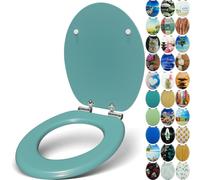 Sanfino® Premium Abattant WC en bois avec frein de chute, qualité supérieure, nombreux motifs colorés, confortable, installation facile, notice de montage incluse - "Mars Green"