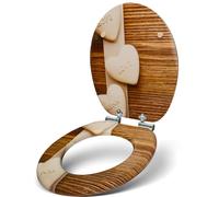 Sanfino® Premium Abattant WC en bois avec frein de chute, qualité supérieure, nombreux motifs colorés, confortable, installation facile, notice de montage incluse - „Hearts"