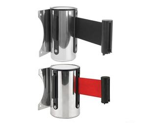Sangle d'arrêt mural en acier inoxydable rétractable 2 m Système de barrière de queue pour contrôle des queues d'attente dans les musées galeries Noir (rouge-2 m)