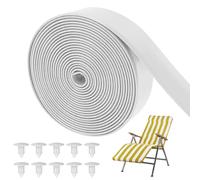 Sangles en Vinyle pour réparation de chaises de Patio, Sangle Chaise pelouse en PVC 2 Pouces x 10 Pieds avec 10 Rivets pour Meubles Chaise Salon, Blanc