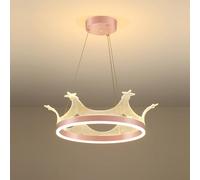 SANGPAO Décoration de la maison moderne lustre rose pour chambre de filles couronne ombre fille princesse dimmable LED lustre suspendu plafond rond nordique suspension pour enfants chambre salle à man