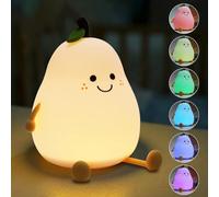 Sangyn Poire Veilleuse Enfant Rechargeable - Lampe 7 Couleurs LED Silicone Tactile pour Enfants et Adultes - Kawaii Chambre Décoration Cadeau Nouveau-né