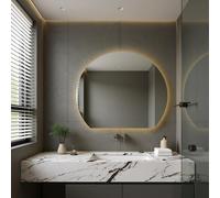 Saniclass Aura Miroir de salle de bains - 120x102cm - demi-circulaire - horizontal / vertical - éclairage LED indirect - chauffage miroir - infrarouge SW12-10085