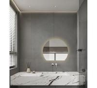 Saniclass Aura Miroir de salle de bains - 60x51.2cm - semi-rond - horizontal / vertical - éclairage LED indirect - miroir chauffant - Infrarouge SW12-6051