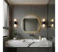 Saniclass Aura Miroir de salle de bains - 80x68,3cm - demi-rond - horizontal / vertical - éclairage LED indirect - chauffage de miroir - Infrarouge SW12-8068