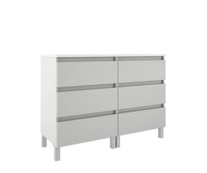 Saniclass Chaci Plus Ensemble de meubles de salle de bains - 120x86x46cm - plan supérieur - 6 tiroirs - blanc mat 2xSW892697/SW892766