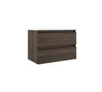 Saniclass Chacito Ensemble de meubles de salle de bains - 100x40x55cm - lavabo blanc brillant - 1 trou de robinetterie - 2 tiroirs - peu profond - sans poignées - noyer mat (bois) SW1441328/SW7091