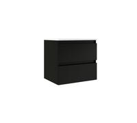 Saniclass Chacito Ensemble de meubles de salle de bains - 60x40x55cm - lavabo blanc brillant - 1 trou de robinet - 2 tiroirs - peu profond - sans poignées - noir mat SW1212807/SW7115