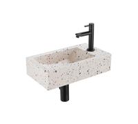 Saniclass Fuente Ensemble fontaine - 40x22x10cm - trou de robinet à droite - robinet fontaine noir mat - bouchon de vidange - siphon abaissé - beige mat SW956227/SW696235/SW696205/SW696215/SW1137129