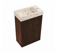Saniclass Holz Atelier Ensemble meuble WC - 40x60.5cm - 1 porte - lavabo terrazzo - trou de robinet à droite - chêne charcoal SW1420820/SW956227