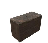 Saniclass Holz Frame Ensemble meuble de salle de bains - 100x45x63cm - Plan de travail en pierre naturelle Noche dark emperador - sans trou de robinetterie - 2 tiroirs - chêne charcoal mat (bois) SW15
