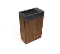 Saniclass Holz Pure ensemble de meuble WC - 40x60.5cm - 1 porte - lave-mains pierre naturelle foncée - trou de robinet à droite - chêne charcoal SW1482338/SW728242