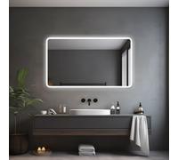 Saniclass Lumen Miroir de salle de bains - 120x70cm - avec coins arrondis - installation horizontale / verticale - éclairage LED indirect - chauffage de miroir - infrarouge SW19-12070
