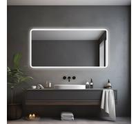 Saniclass Lumen Miroir de salle de bains - 140x70cm - avec coins arrondis - installation horizontale / verticale - éclairage LED indirect - chauffage de miroir - infrarouge SW19-14070