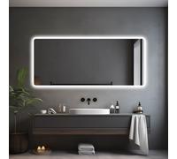 Saniclass Lumen Miroir de salle de bains - 160x70cm - avec coins arrondis - installation horizontale / verticale - éclairage LED indirect - chauffage de miroir - infrarouge SW19-16070