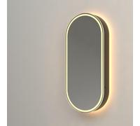 Saniclass Shine armoire de toilette - ovale - 45 x 100 x 14 cm - LED indirecte tout autour - chauffage de miroir - Noir SW1236526