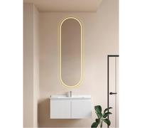 Saniclass Shine armoire de toilette - ovale - 45 x 140 x 14 cm - LED indirecte tout autour - chauffage de miroir - Noir SW1471813