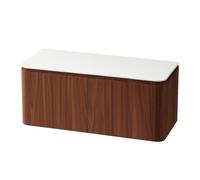 Saniclass Terra Ensemble meuble de salle de bain - 140x42x45,5 cm - plan de surface solide blanc mat - 4 tiroirs - Châtaignier (noyer) SW1174104/SW1174122