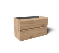 Saniclass Vita Ensemble meuble de salle de bains - 100x60x46cm - plan supérieur - 2 tiroirs - sans poignées - chêne rustique mat (bois) SW1413853/SW1239493