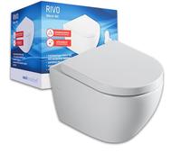 sanicomfort WC suspendu « Rivo » - Cuvette sans bord, avec système d'abaissement automatique, rinçage profond, fixation cachée
