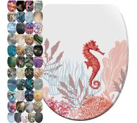 Sanilo Abattant WC avec frein de chute et libération rapide, Siège de WC amovible par simple pression sur un bouton, Montage facile par le haut (Sea Horse)