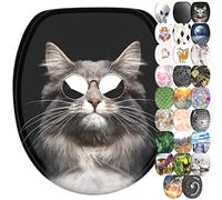 SANILO® Siège de WC avec abattant à fermeture automatique et fermeture rapide Cool Cat, couvercle de WC directement du fabricant, couvercle de WC, lunette de WC, couvercle de WC, lunette de WC