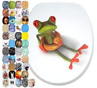 Sanilo Abattant WC avec frein de chute et libération rapide, Siège de WC amovible par simple pression sur un bouton, Montage facile par le haut (Froggy)
