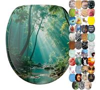 Sanilo Abattant WC avec frein de chute et libération rapide, Siège de WC amovible par simple pression sur un bouton, Montage facile par le haut (Rainforest)