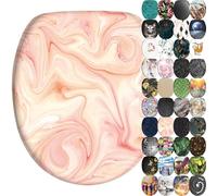 Sanilo Abattant WC frein de chute, Grande sélection de lunettes de toilette avec abaissement automatique, Fixation facile (Marbre Rose)
