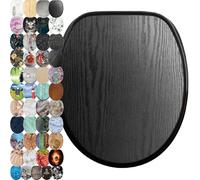 Sanilo Abattant WC, Grande sélection de lunettes de toilette, Finition de haute qualité, Charnières robustes, Fixation facile (Black Wood)