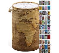 Sanilo Panier à linge, Corbeille à linge ronde, 60 litres, Sac à linge pliable avec des poignées (Carte du monde)