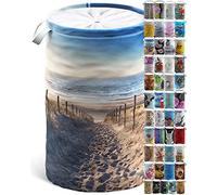Sanilo Panier à linge, Corbeille à linge ronde, 60 litres, Sac à linge pliable avec des poignées (Dune)