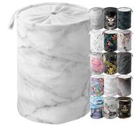 Sanilo Panier à linge, Corbeille à linge ronde, 60 litres, Sac à linge pliable avec des poignées (Marbre)
