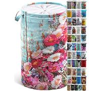 Sanilo Panier à linge, Corbeille à linge ronde, 60 litres, Sac à linge pliable avec des poignées (Printemps)