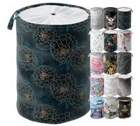 Sanilo Panier à Linge I Corbeille à Linge Ronde 60 Litres I Sac à Linge Pliable Avec des Poignées (Dahlia)