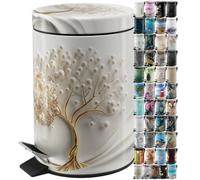Sanilo Poubelle de Salle de Bain 3L avec système d’abaissement automatique, Nombreuses nouvelles Poubelles à Cosmétiques au choix, Poubelle avec seau intérieur (Tree of Life)