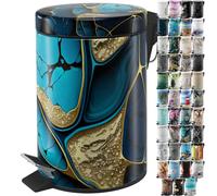 Sanilo Poubelle de Salle de Bain 3L avec système d’abaissement automatique, Nombreuses nouvelles Poubelles à Cosmétiques au choix, Poubelle avec seau intérieur (Marbre Cobalt)