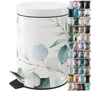 Sanilo Poubelle de Salle de Bain 3L avec système d’abaissement automatique, Nombreuses nouvelles Poubelles à Cosmétiques au choix, Poubelle avec seau intérieur (Eucalyptus)