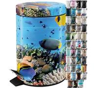 Sanilo Poubelle de Salle de Bain 3L avec système d’abaissement automatique, Nombreuses nouvelles Poubelles à Cosmétiques au choix, Poubelle avec seau intérieur (Ocean)