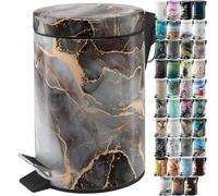 Sanilo Poubelle de Salle de Bain 3L avec système d’abaissement automatique, Nombreuses nouvelles Poubelles à Cosmétiques au choix, Poubelle avec seau intérieur (Marbre Abstrait)