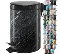 Sanilo Poubelle de Salle de Bain 3L avec système d’abaissement automatique, Nombreuses nouvelles Poubelles à Cosmétiques au choix, Poubelle avec seau intérieur (Granit)