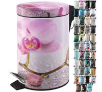 Sanilo Poubelle de Salle de Bain 3L avec système d’abaissement automatique, Nombreuses nouvelles Poubelles à Cosmétiques au choix, Poubelle avec seau intérieur (Blooming)