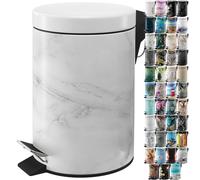 Sanilo Poubelle de Salle de Bain 3L avec système d’abaissement automatique, Nombreuses nouvelles Poubelles à Cosmétiques au choix, Poubelle avec seau intérieur (Marbre)