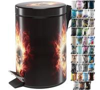 Sanilo Poubelle de Salle de Bain 3L avec système d’abaissement automatique, Nombreuses nouvelles Poubelles à Cosmétiques au choix, Poubelle avec seau intérieur (Crâne enflammé)