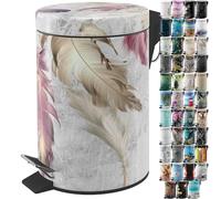 Sanilo Poubelle de Salle de Bain 3L avec système d’abaissement automatique, Nombreuses nouvelles Poubelles à Cosmétiques au choix, Poubelle avec seau intérieur (Plumes)