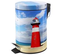 Sanilo Poubelle de Salle de Bain 3L avec système d’abaissement automatique, Nombreuses nouvelles Poubelles à Cosmétiques au choix, Poubelle avec seau intérieur (Phare)