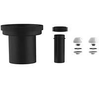 SANIT Raccord de WC 180 mm - Couleur : Blanc - pour WC Mural - avec Tuyau de raccordement 45 mm + raccord de Tuyau de rinçage + Embout de raccordement DN 90 58.931.00.0000 - Noir - 19 cm