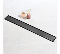 SaniteModar Caniveau Douche Italienne Noir 120 cm, Panneau 2 en 1, avec Siphon et Filtre